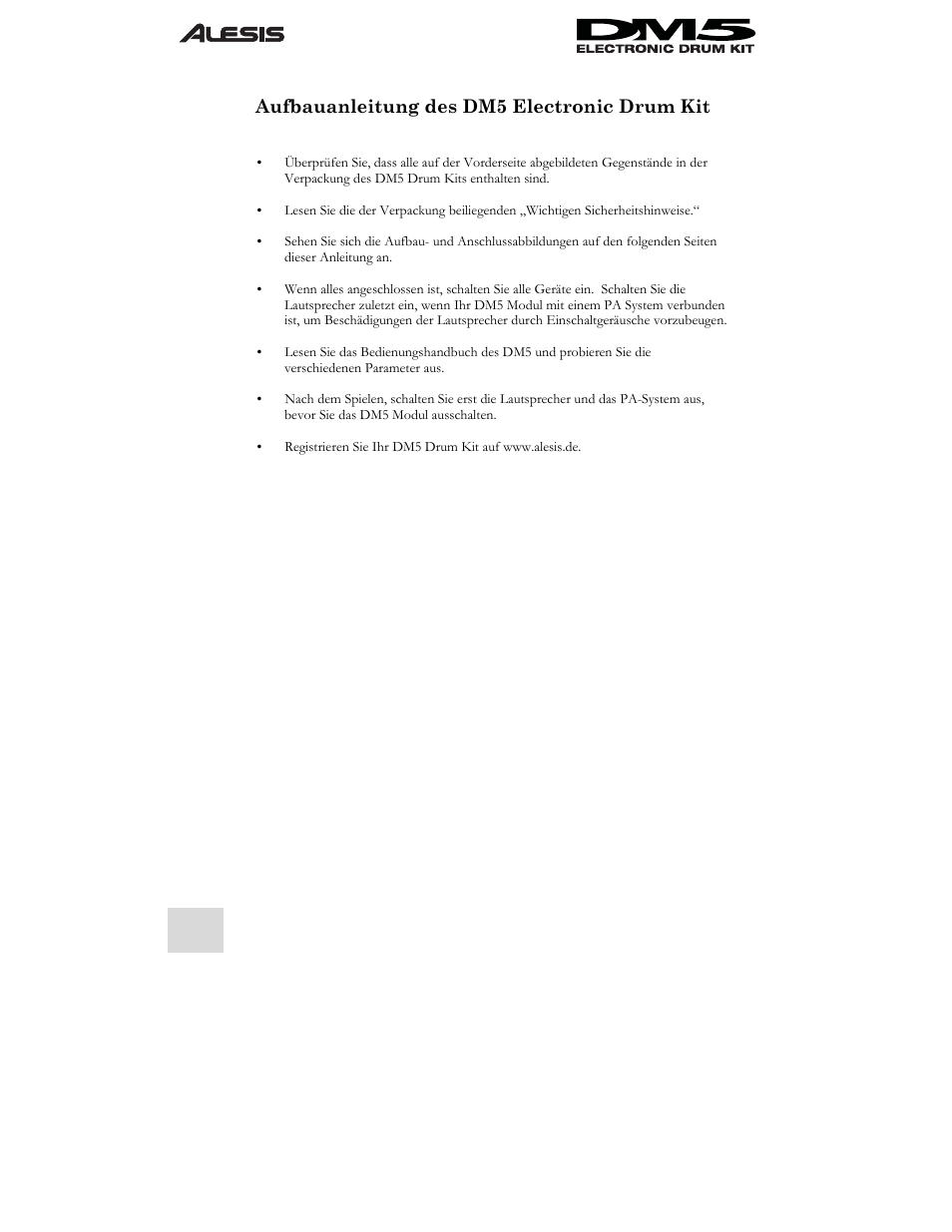 Aufbauanleitung des dm5 electronic drum kit | ALESIS DM5 User Manual | Page 28 / 42