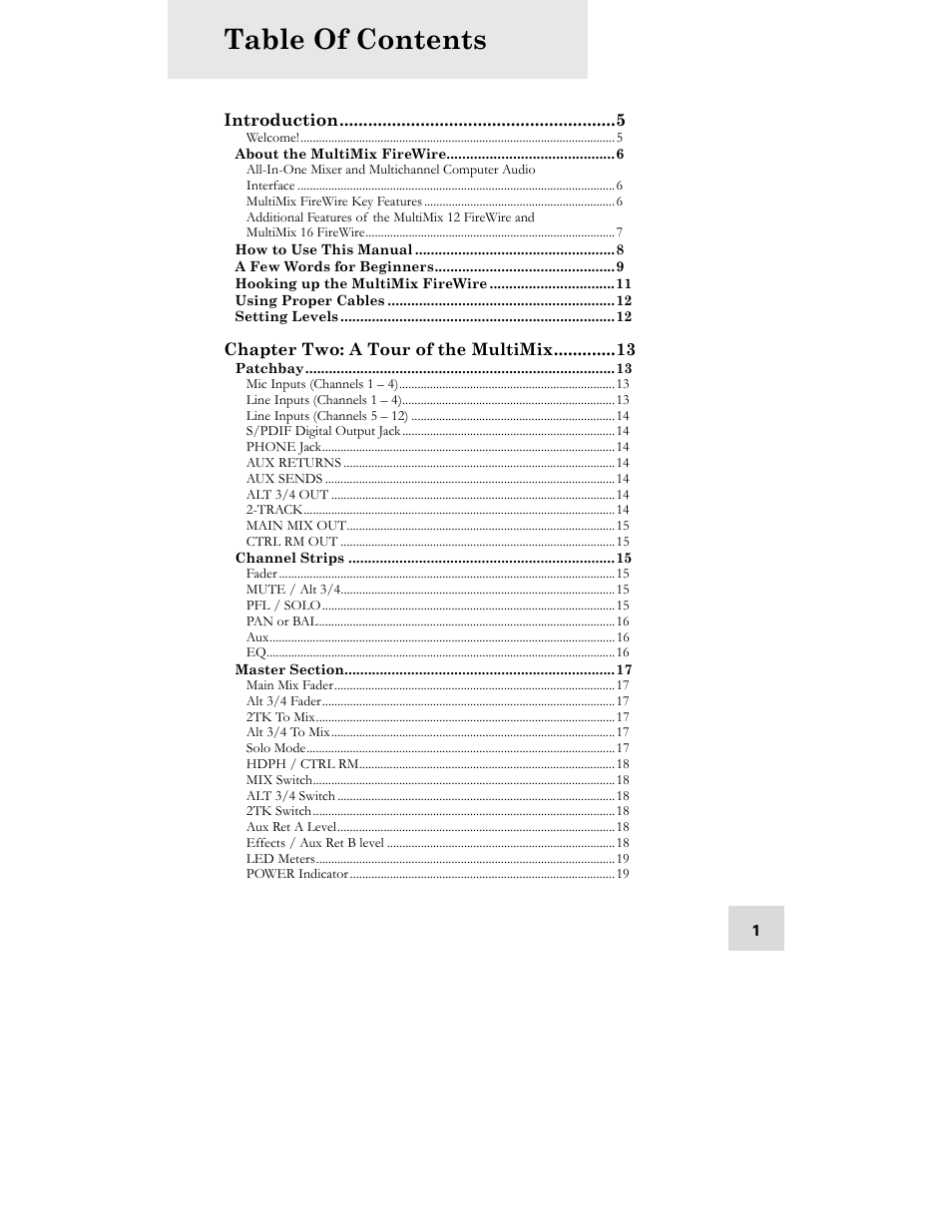 ALESIS MultiMix 12 FireWire User Manual | Page 3 / 64