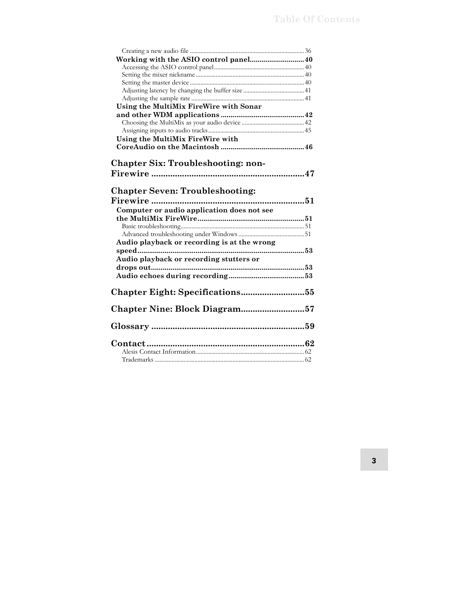 ALESIS MultiMix 12 FireWire User Manual | Page 5 / 64