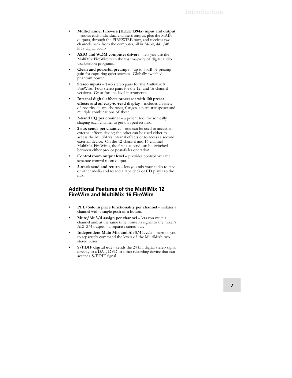 Introduction | ALESIS MultiMix 12 FireWire User Manual | Page 9 / 64