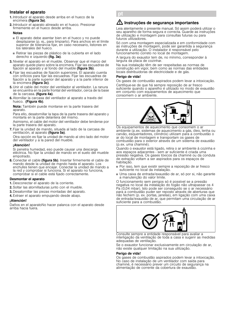 Instalar el aparato, Notas, Nota | Atención, Desmontar el aparato, Desconectar el aparato de la corriente, Soltar las atornilladuras junto con el mueble, Desatornillar las piezas montadas del aparato, Extraer el aparato empujando desde abajo, Ì instruções de montagem | Siemens LD97AA670 User Manual | Page 13 / 24