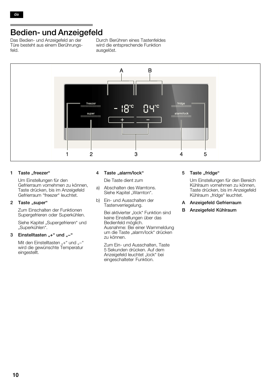 Bedienć und anzeigefeld | Siemens KA62NV40 User Manual | Page 10 / 94