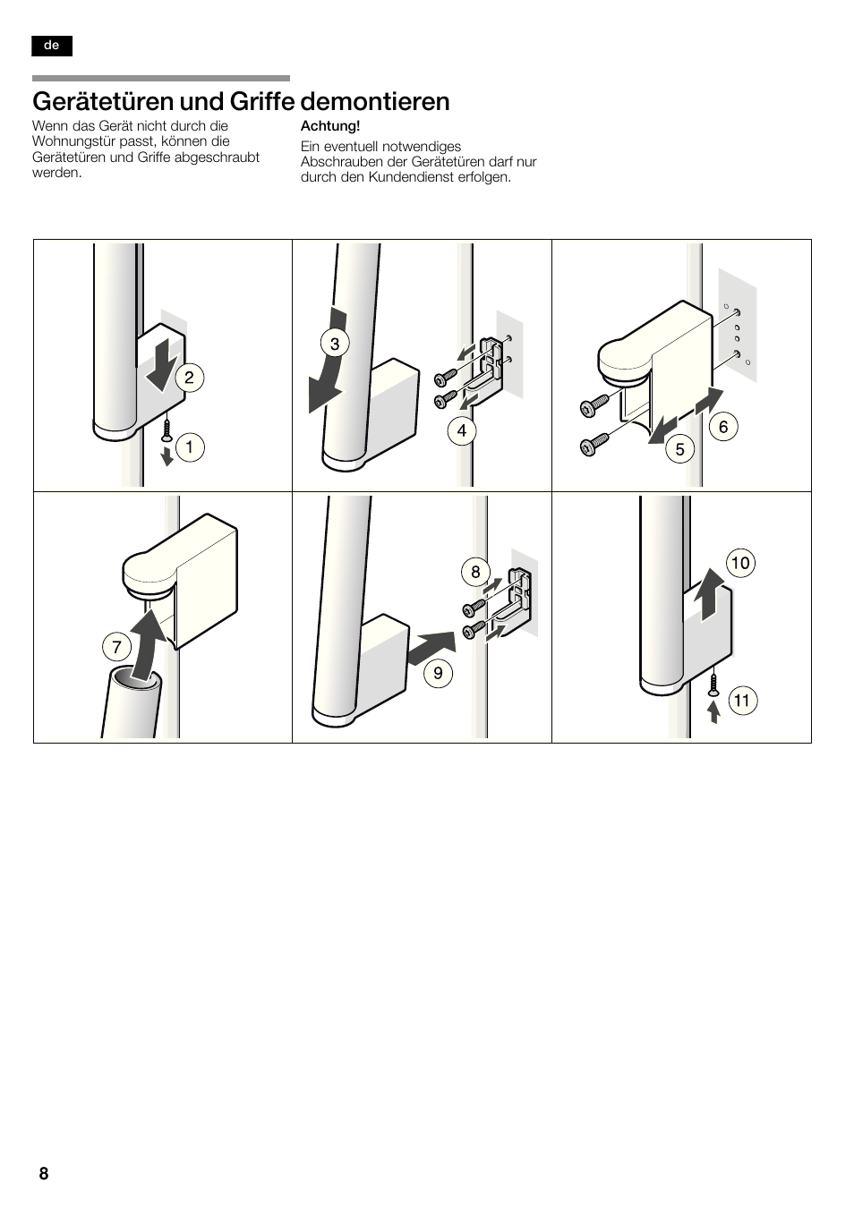 Gerätetüren und griffe demontieren | Siemens KA62NV40 User Manual | Page 8 / 94