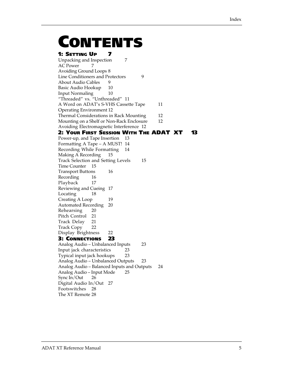 Ontents | ALESIS ADAT-XT User Manual | Page 6 / 96