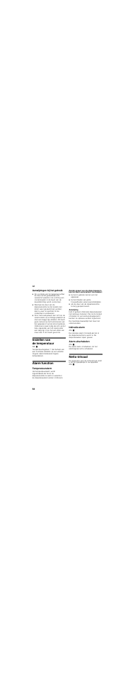 Aanwijzingen bij het gebruik, Instellen van de temperatuur, Alarm function | Temperatuuralarm, Bij het in gebruik nemen van het apparaat, Indicatie alarm, Alarm uitschakelen, Netto-inhoud | Siemens GU15DA55 User Manual | Page 64 / 75