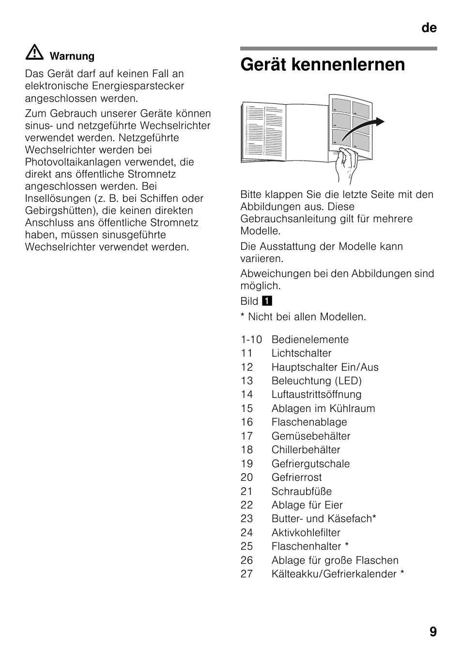 Gerät kennenlernen, De 9 | Siemens KG49NSW31 User Manual | Page 9 / 108