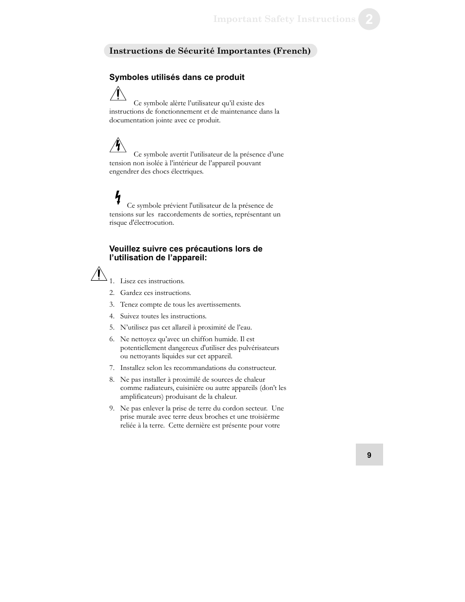 Instructions de sécurité importantes, French), Symboles utilisés dans ce produit | ALESIS GRIP Legacy Series Audio Processor Synthesizer User Manual | Page 11 / 36