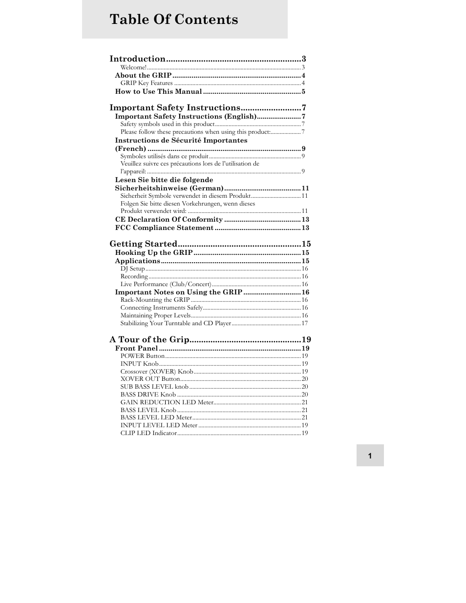 ALESIS GRIP Legacy Series Audio Processor Synthesizer User Manual | Page 3 / 36