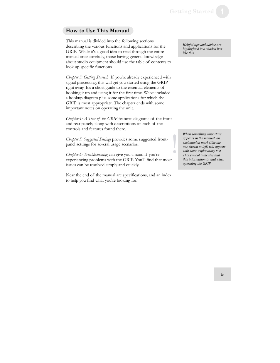 How to use this manual | ALESIS GRIP Legacy Series Audio Processor Synthesizer User Manual | Page 7 / 36