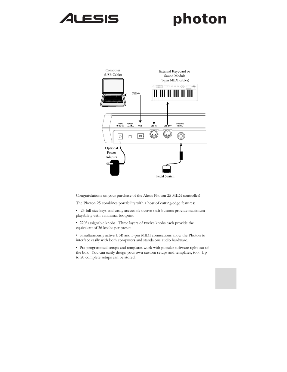 ALESIS Photon 25 User Manual | Page 3 / 61