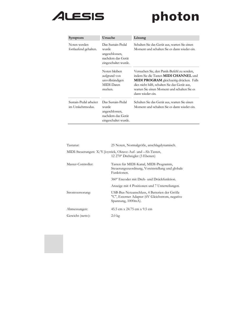 ALESIS Photon 25 User Manual | Page 50 / 61