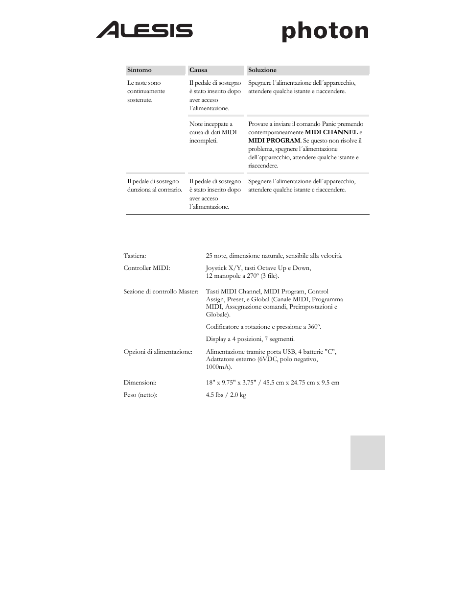 ALESIS Photon 25 User Manual | Page 61 / 61