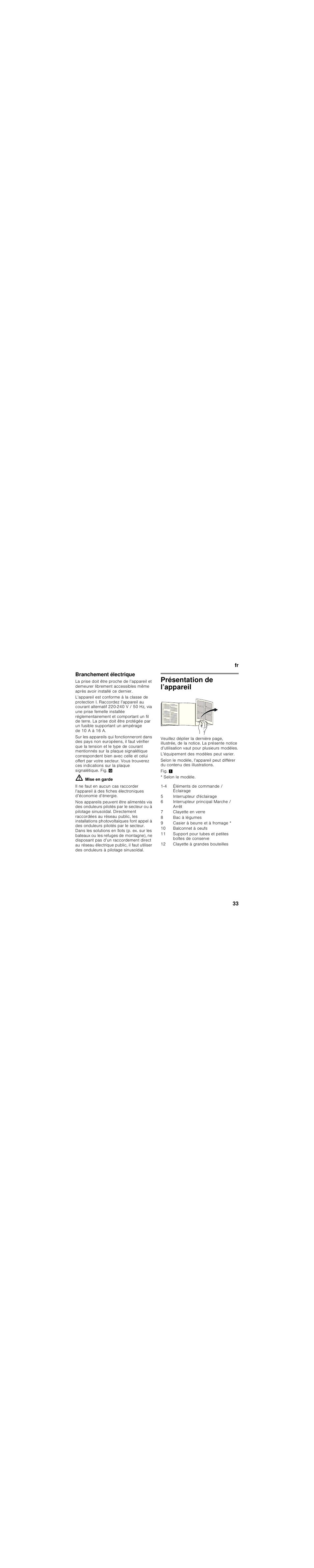 Branchement électrique, Présentation de l’appareil | Siemens GS33NVW30 User Manual | Page 33 / 71