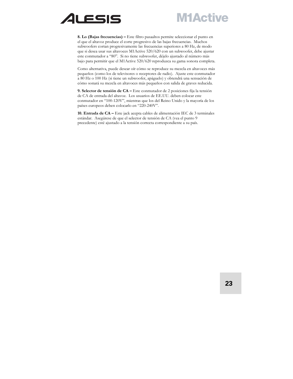 ALESIS ACTIVE M1 User Manual | Page 25 / 82