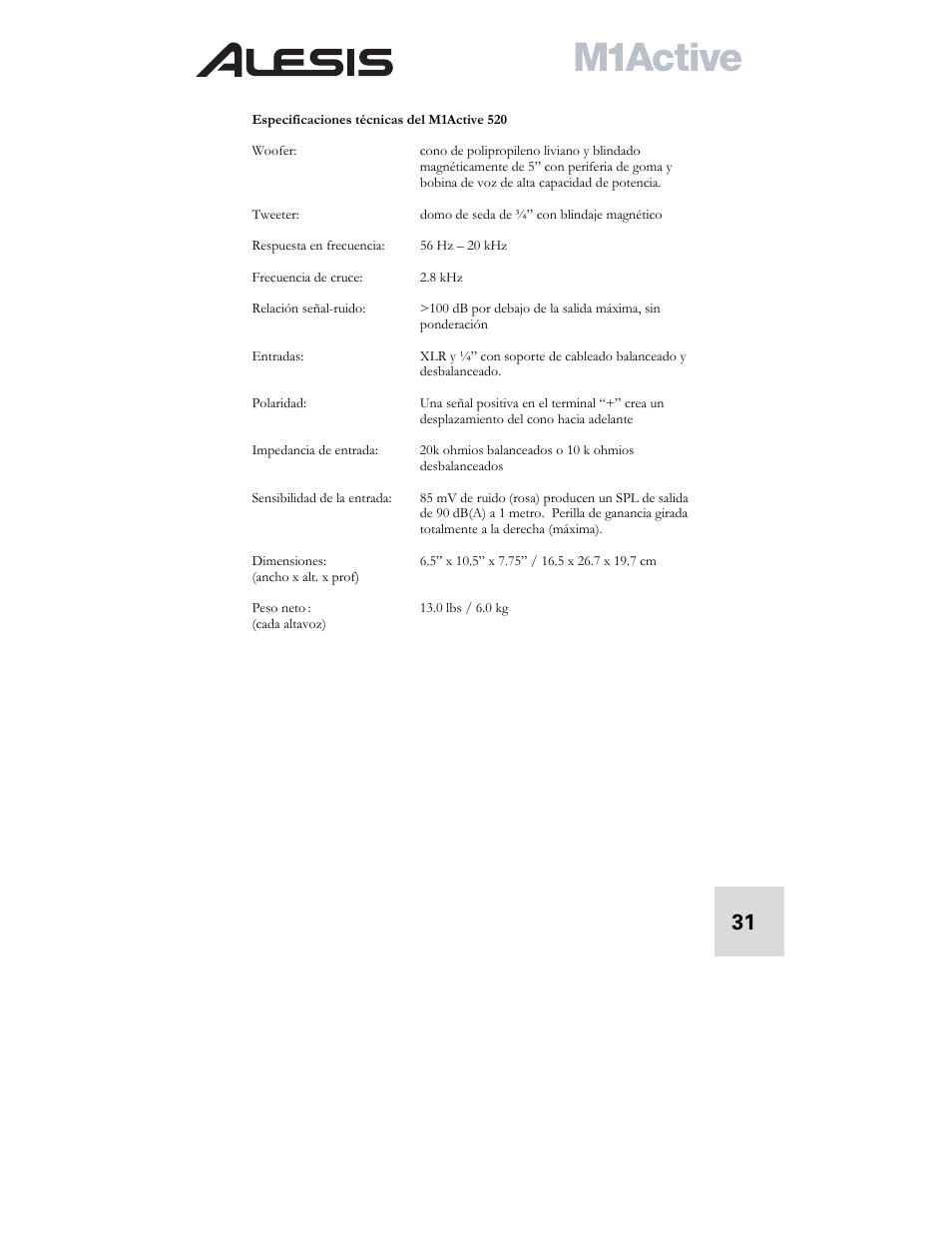 ALESIS ACTIVE M1 User Manual | Page 33 / 82