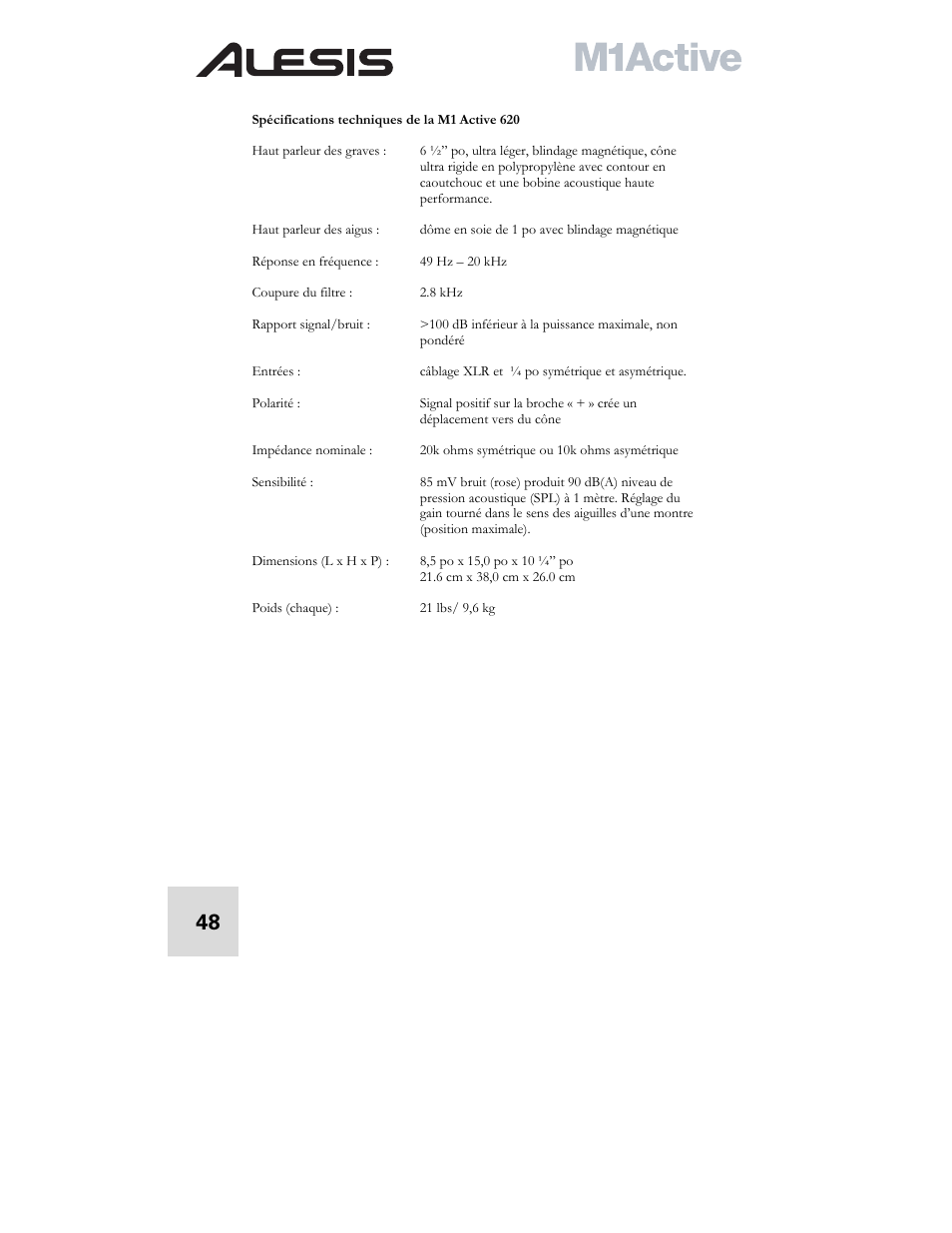 ALESIS ACTIVE M1 User Manual | Page 50 / 82