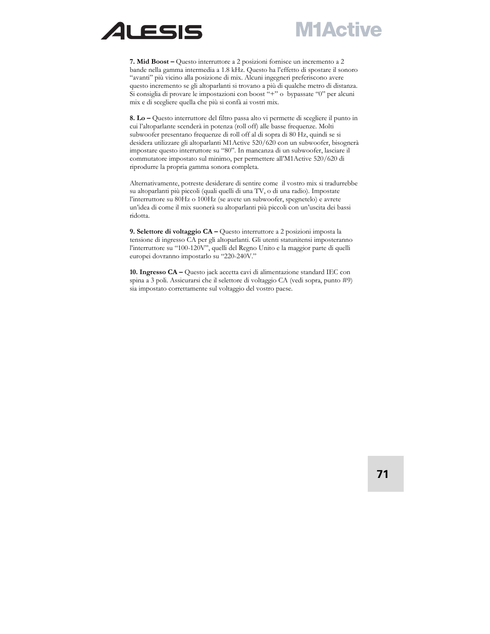 ALESIS ACTIVE M1 User Manual | Page 73 / 82