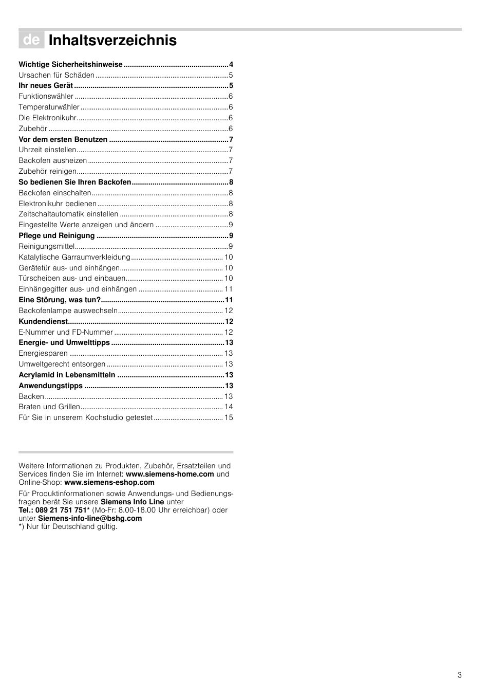 Siemens HV541ANS0 User Manual | Page 3 / 72