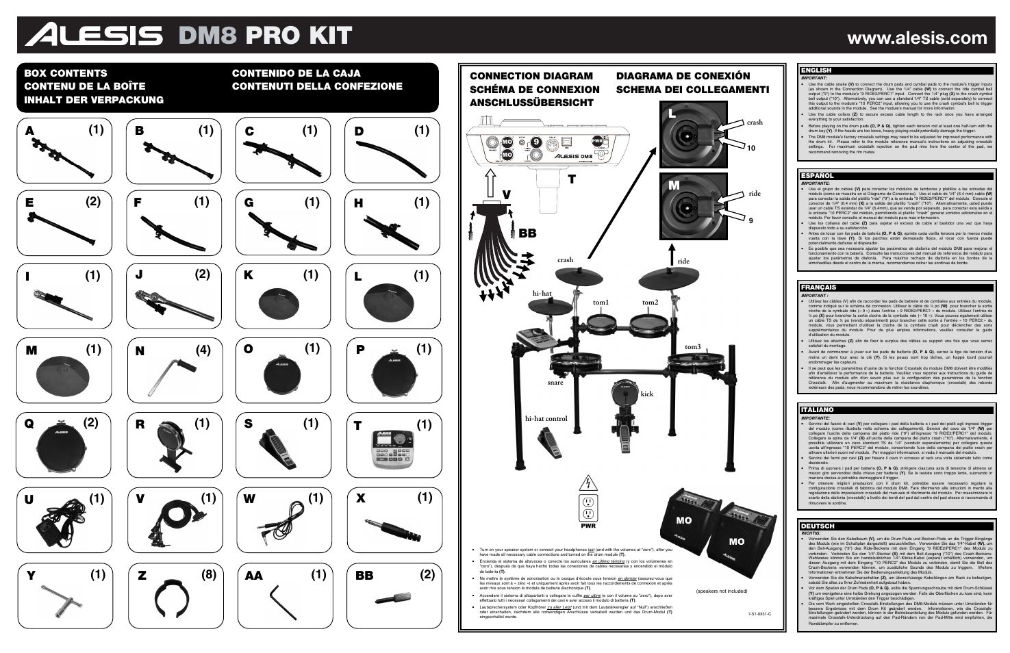 Dm8 pro kit, I(1), Vt l m | ALESIS DM8 User Manual | Page 2 / 2