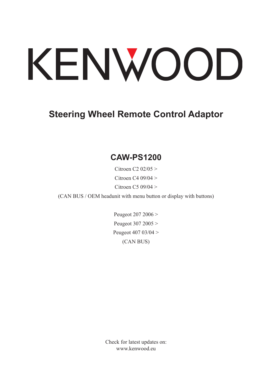 Kenwood CAW-PS1200 User Manual | 3 pages