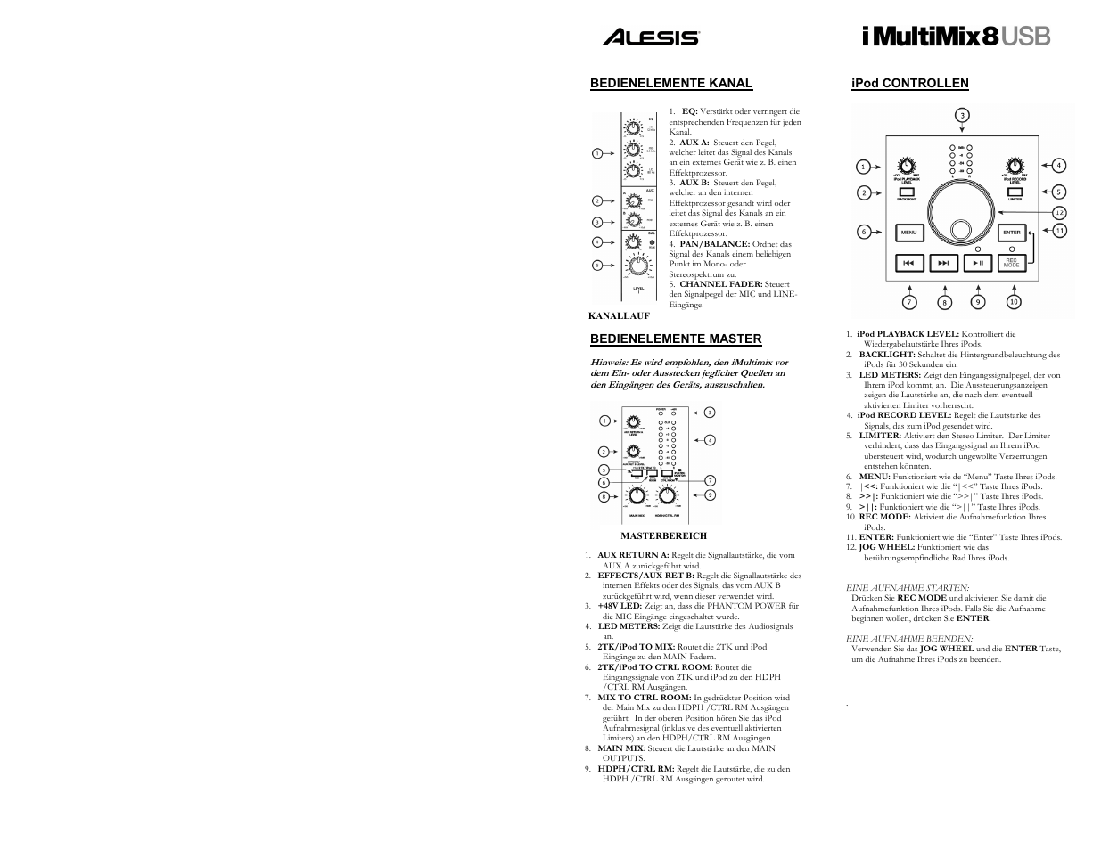 ALESIS IMULTIMIX 8 User Manual | Page 7 / 11