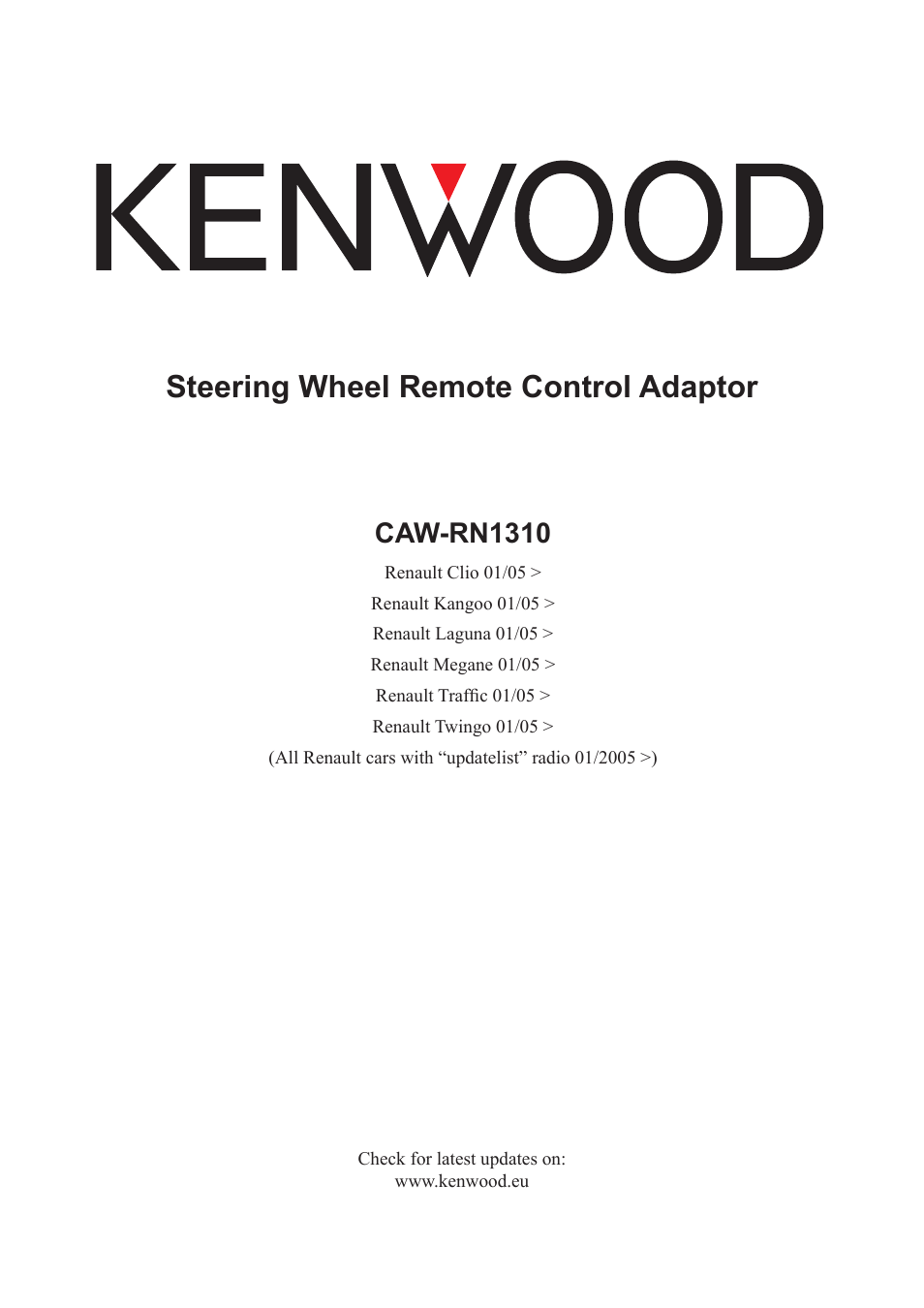 Kenwood CAW-RN1310 User Manual | 3 pages