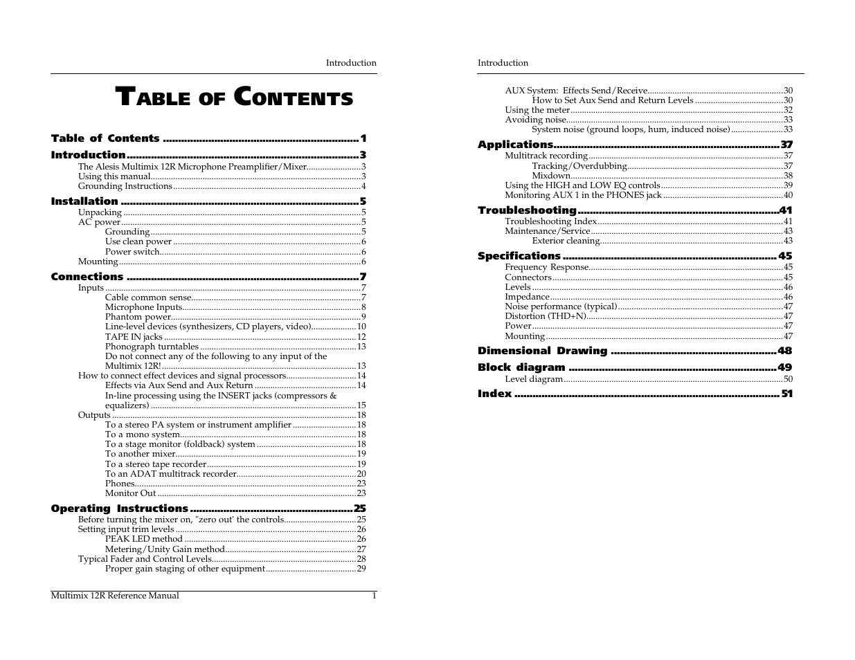 Able of, Ontents | ALESIS MULTIMIX 12R User Manual | Page 11 / 62