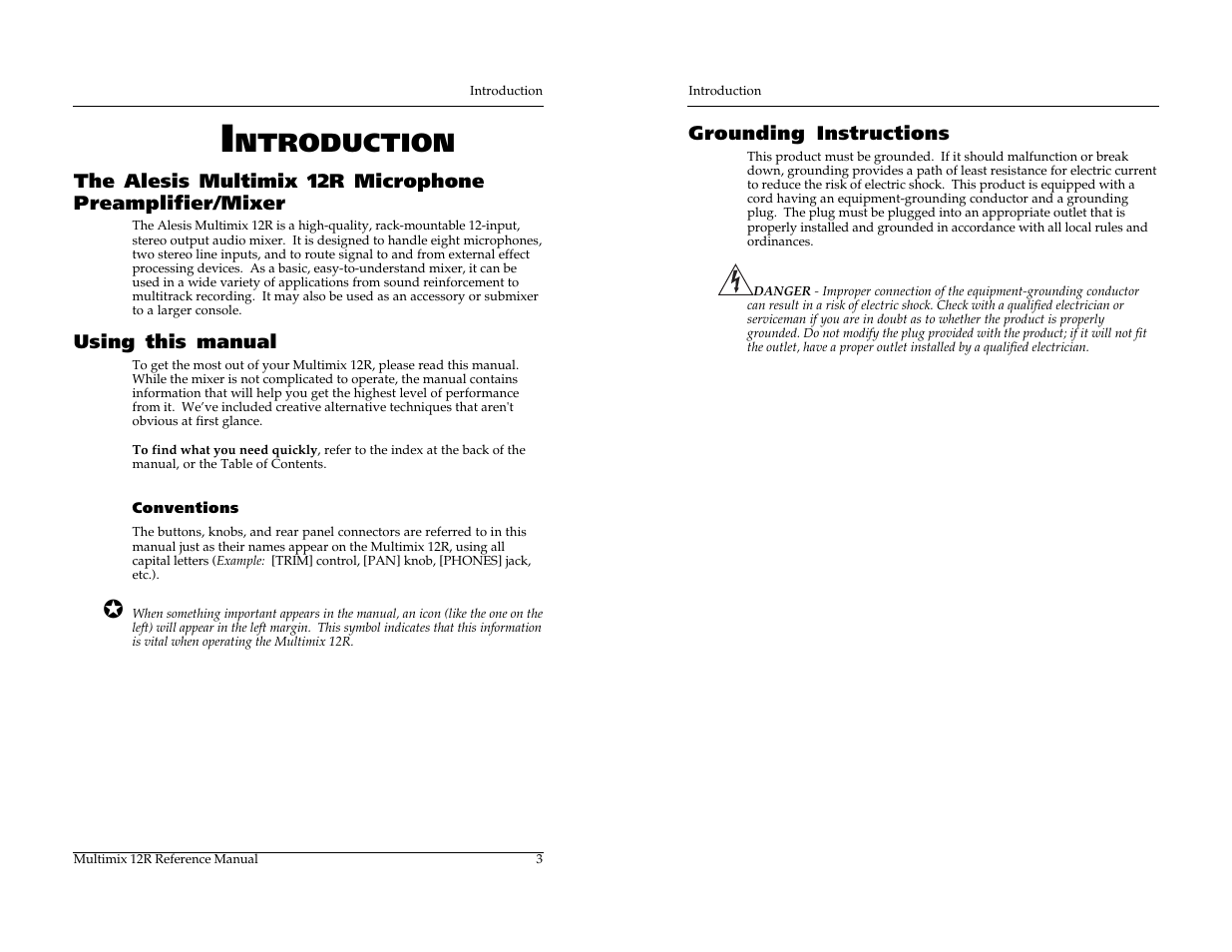 Ntroduction | ALESIS MULTIMIX 12R User Manual | Page 13 / 62