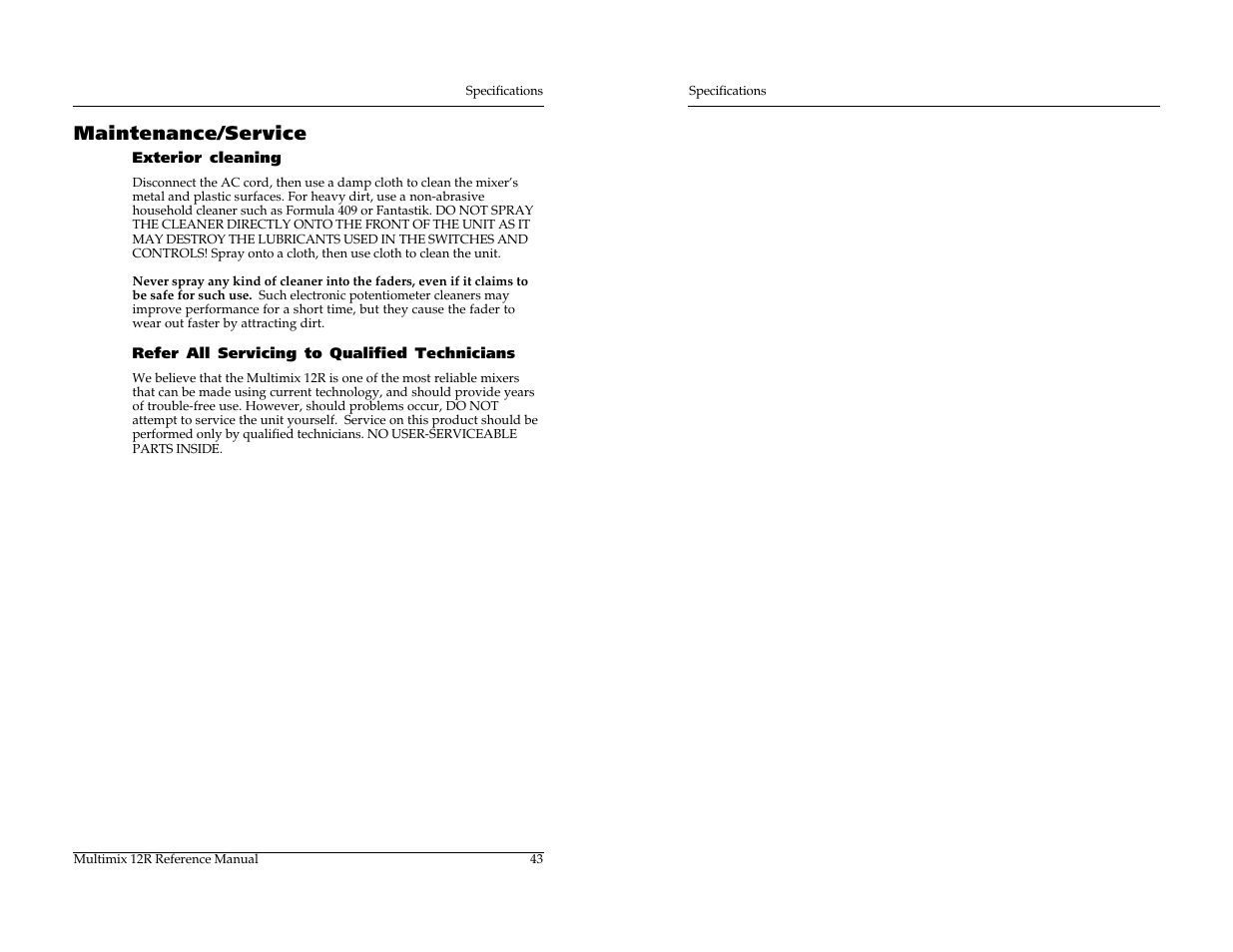 Maintenance/service | ALESIS MULTIMIX 12R User Manual | Page 53 / 62