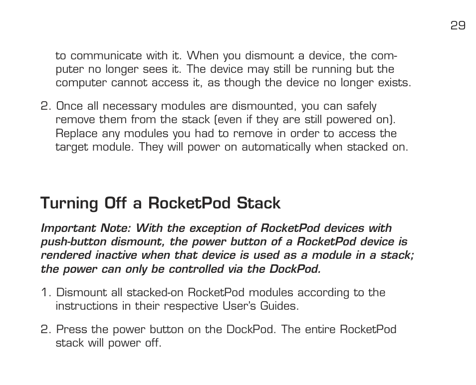 Turning off a rocketpod stack | Acomdata.com RPDOCKU2FA User Manual | Page 31 / 52