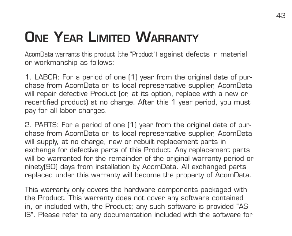 Imited, Arranty | Acomdata.com RPDOCKU2FA User Manual | Page 45 / 52