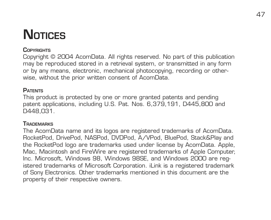 Otices | Acomdata.com RPDOCKU2FA User Manual | Page 49 / 52