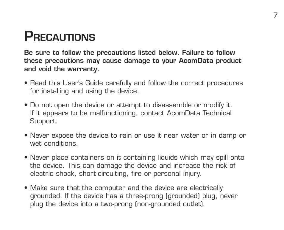 Recautions | Acomdata.com RPDOCKU2FA User Manual | Page 9 / 52