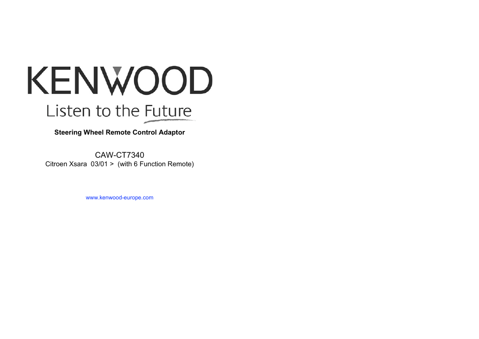 Kenwood CAW-CT7340 User Manual | 4 pages