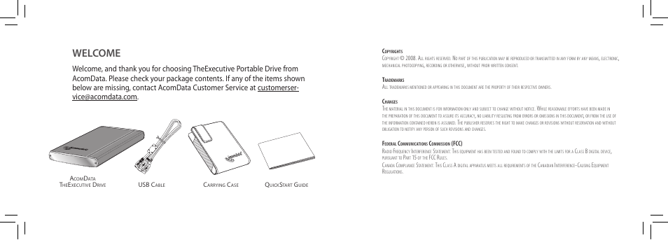 Welcome | Acomdata.com Hard Drive The Executive User Manual | Page 2 / 2