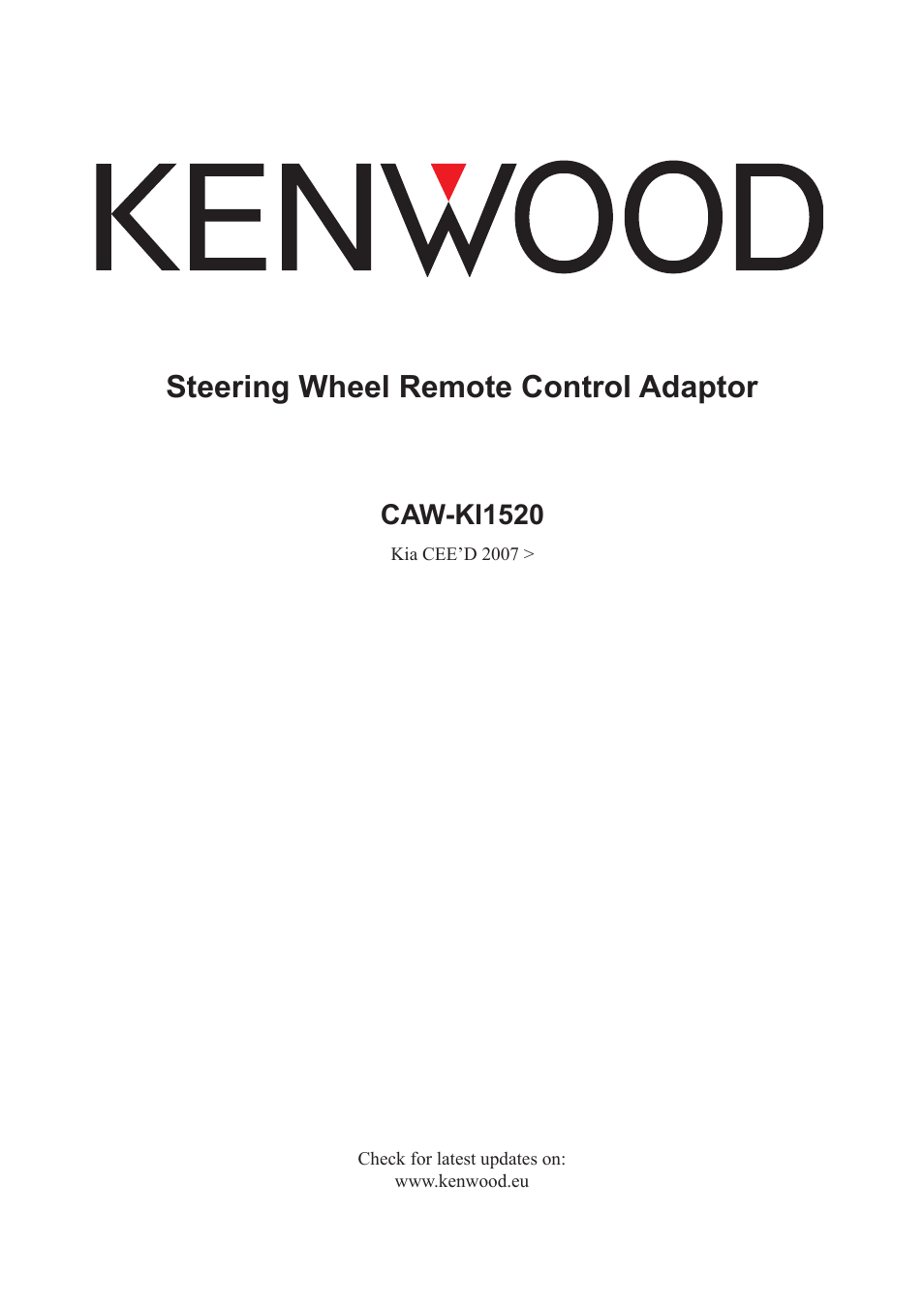 Kenwood CAW-KI1520 User Manual | 3 pages