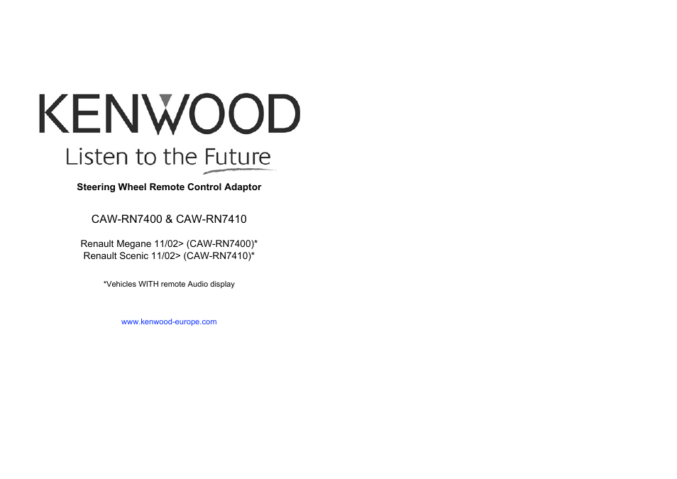 Kenwood CAW-RN7400 User Manual | 4 pages