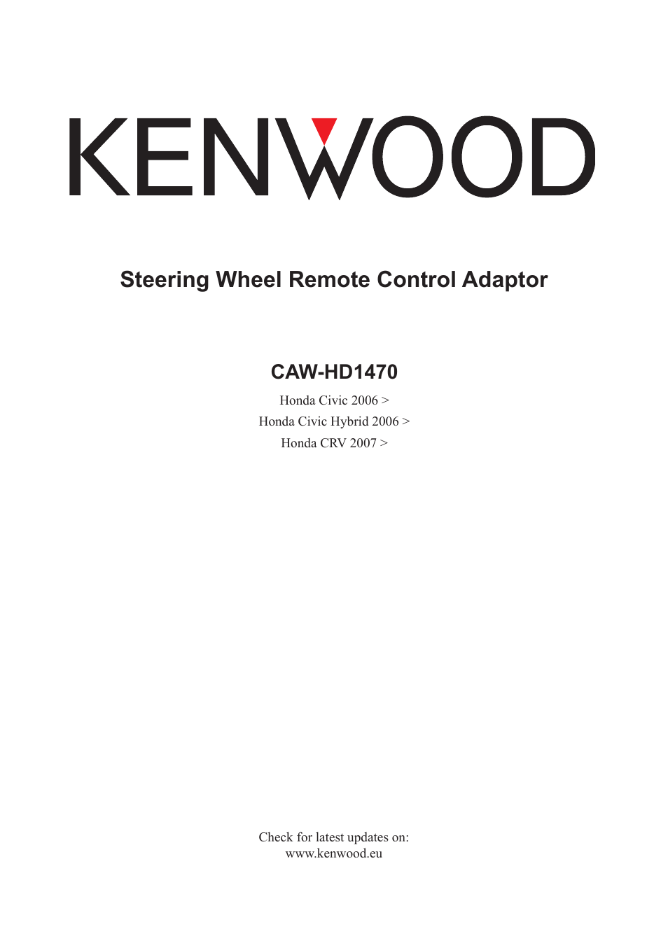 Kenwood CAW-HD1470 User Manual | 3 pages