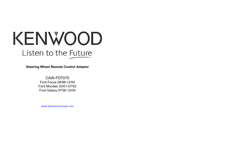 Kenwood CAW-FD7070 User Manual | 4 pages