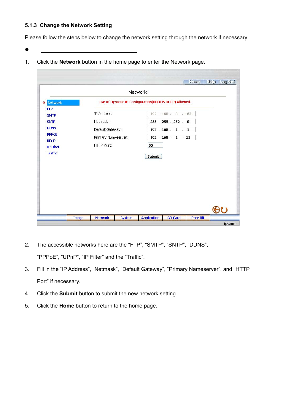 3 change the network setting | Approach Tech Appro IP Camera LC-7314 User Manual | Page 34 / 106
