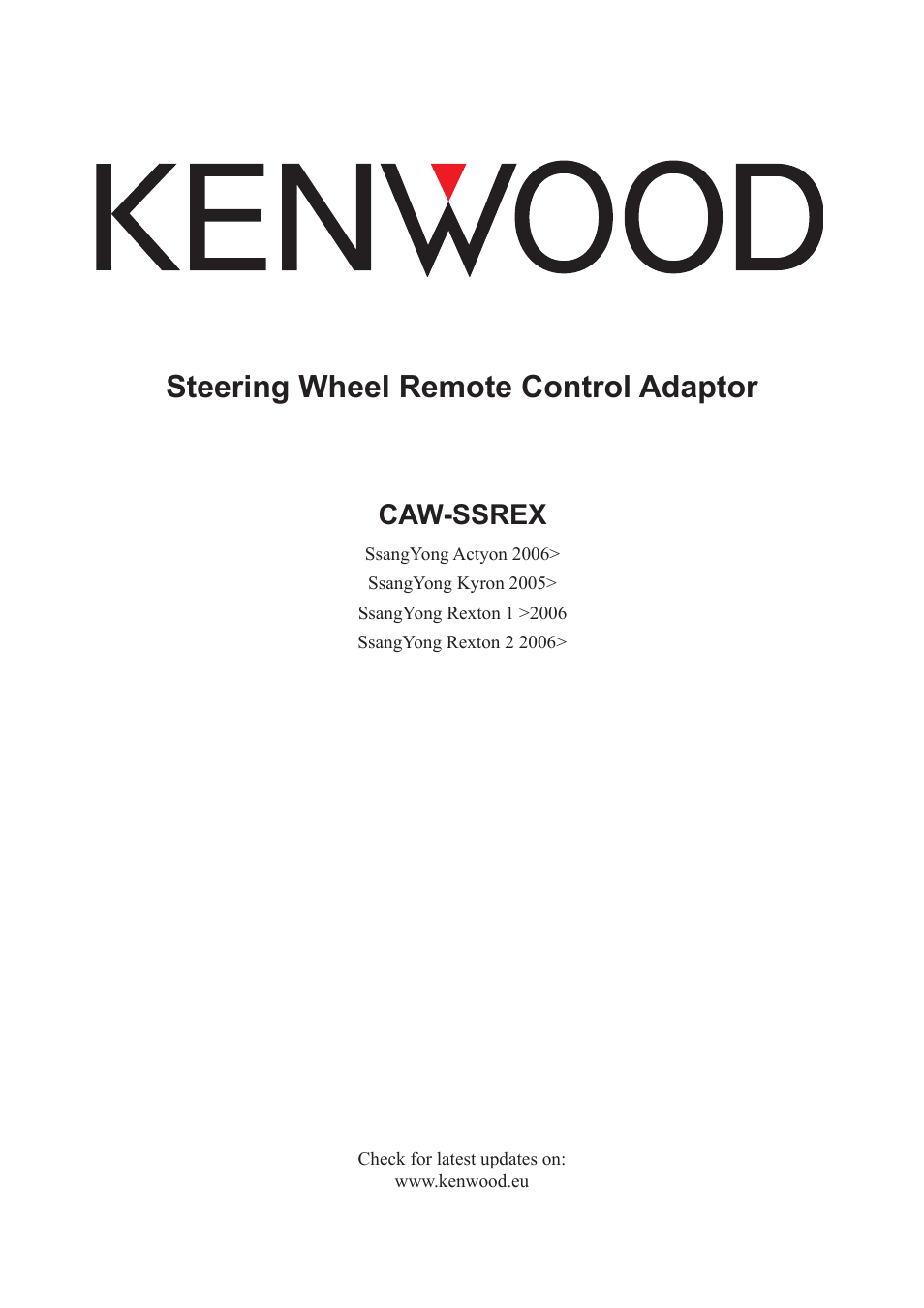 Kenwood CAW-SSREX User Manual | 3 pages