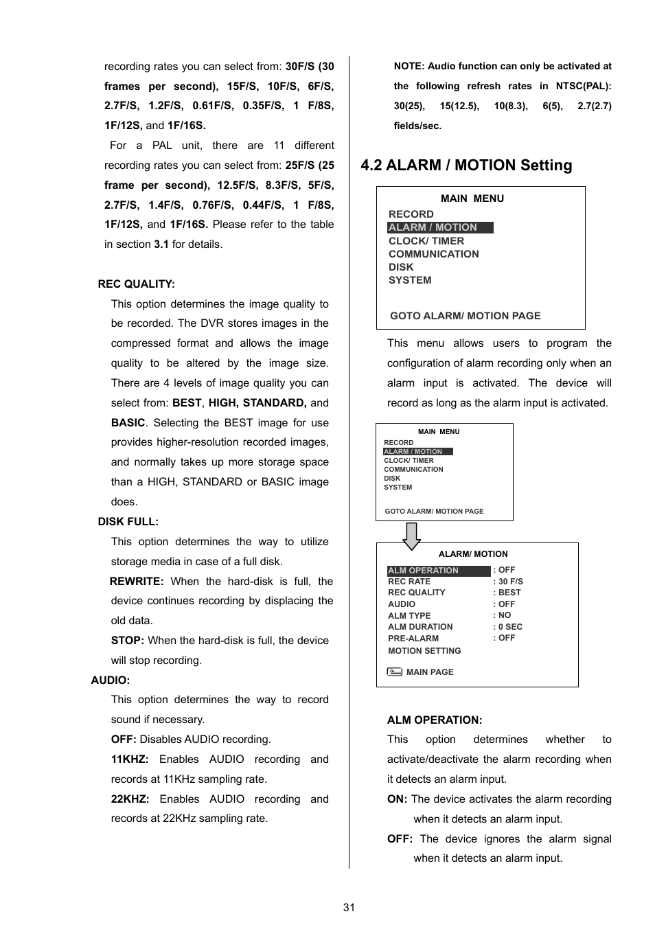2 alarm / motion setting | Approach Tech DVR-3024 User Manual | Page 33 / 71
