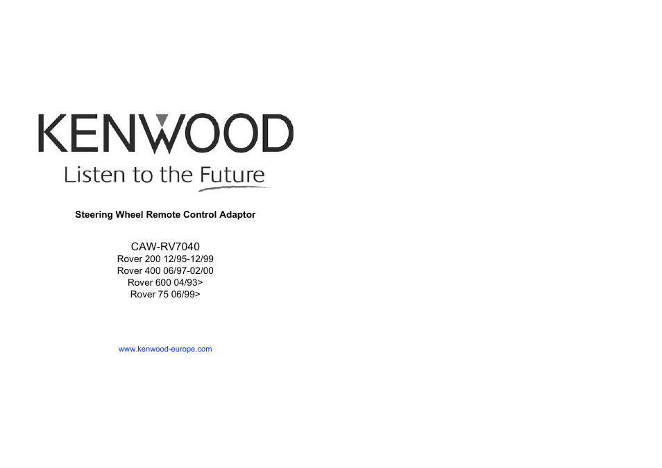 Kenwood CAW-RV7040 User Manual | 4 pages