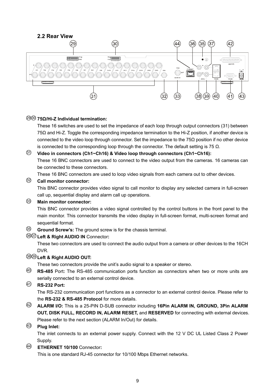 2 rear view | Approach Tech DVR-3016 User Manual | Page 11 / 81