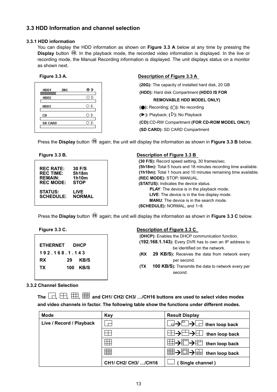 3 hdd information and channel selection | Approach Tech DVR-3016 User Manual | Page 15 / 81