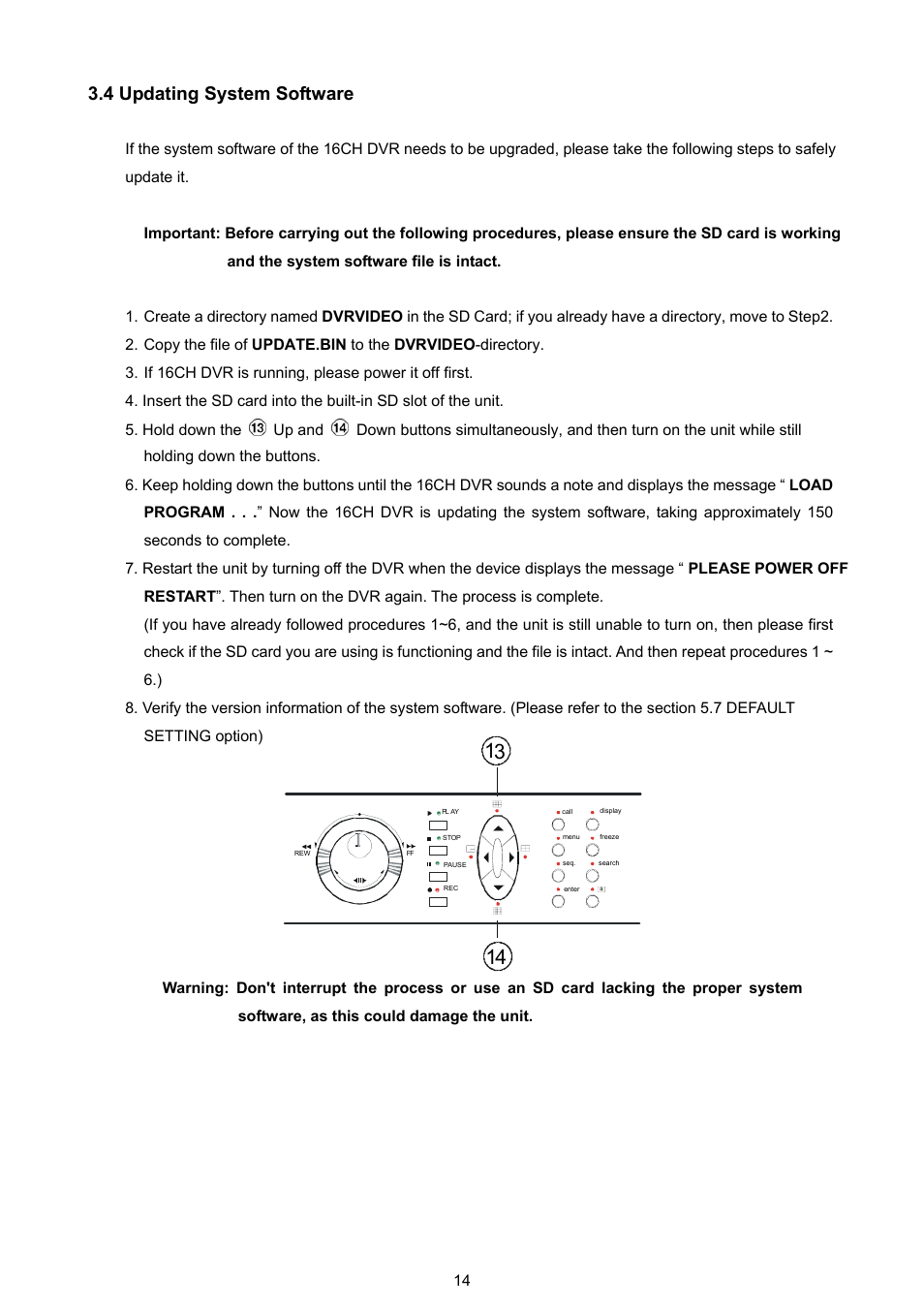 4 updating system software | Approach Tech DVR-3016 User Manual | Page 16 / 81