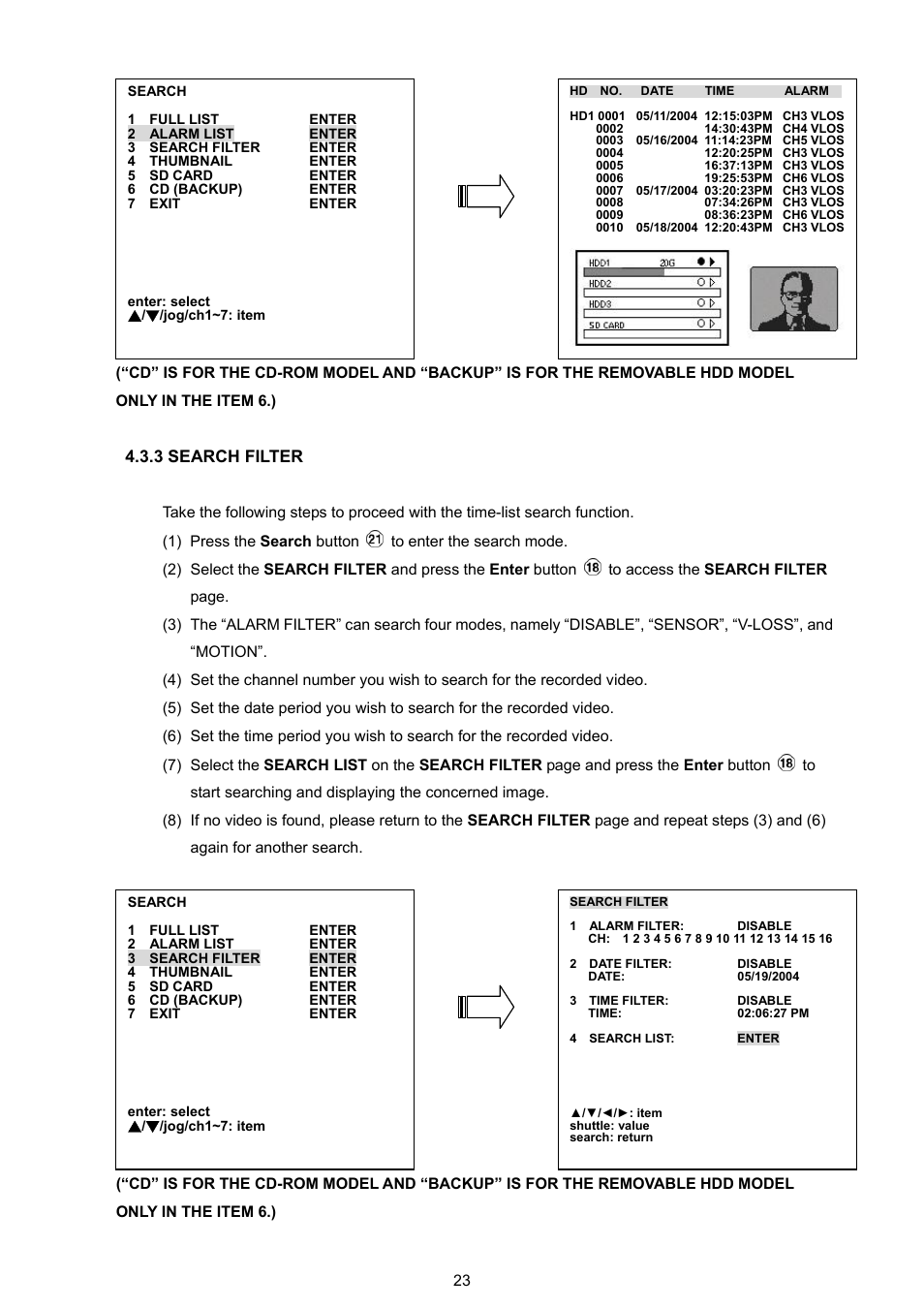 3 search filter | Approach Tech DVR-3016 User Manual | Page 25 / 81