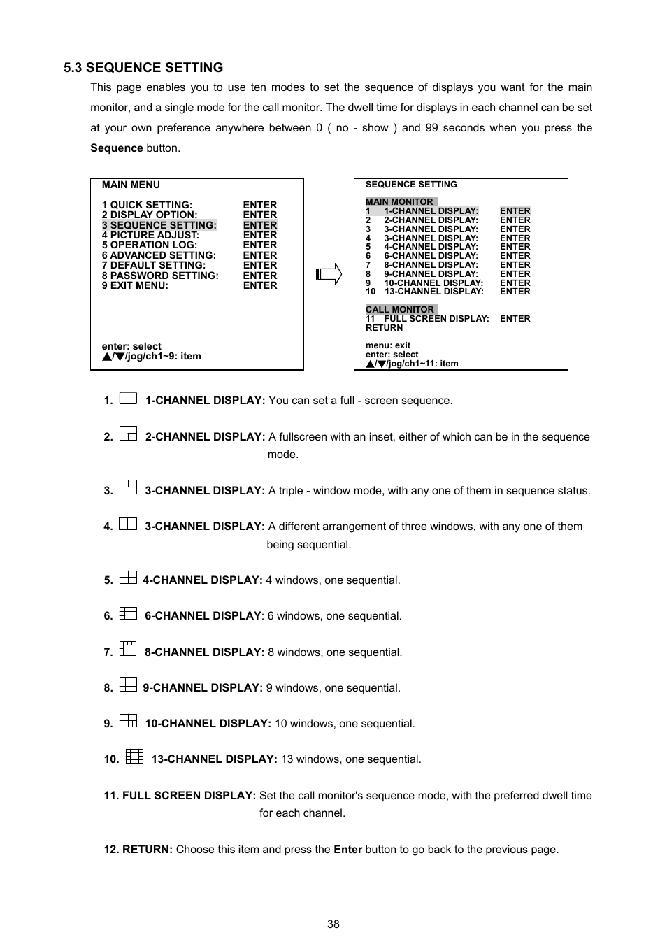 3 sequence setting | Approach Tech DVR-3016 User Manual | Page 40 / 81