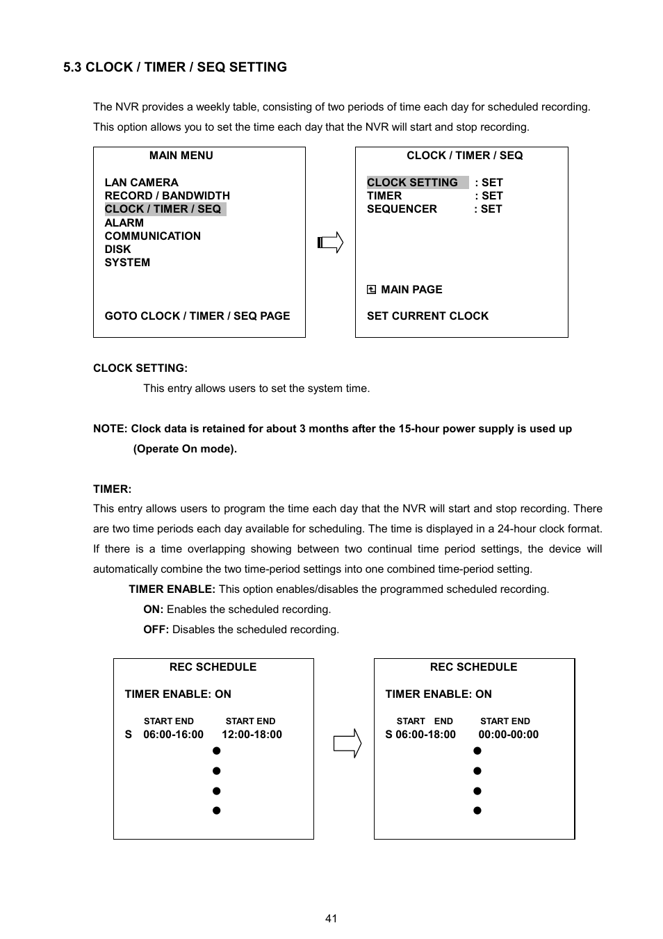 3 clock / timer / seq setting | Approach Tech NVR-2018 User Manual | Page 43 / 87