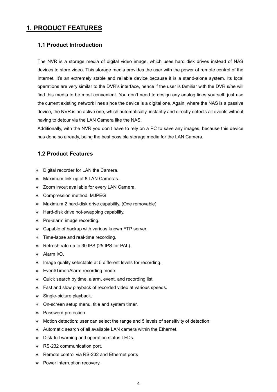 Product features, 1 product introduction, 2 product features | Approach Tech NVR-2018 User Manual | Page 6 / 87